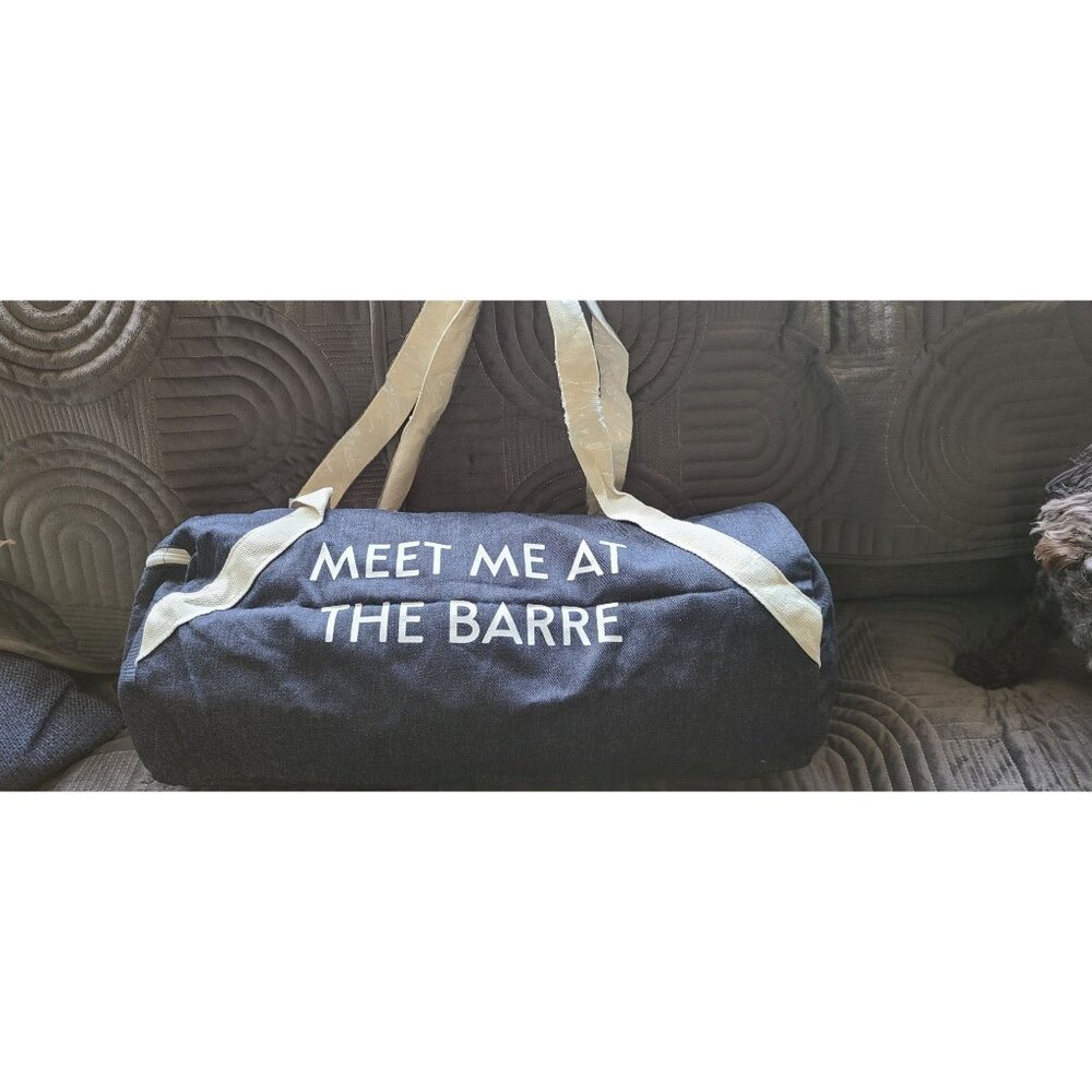 Private Party Meet Me At The Barre Dark Blue DENIM Gym Workout Bag Retail $59